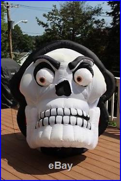 GEMMY 6' ANIMATED AIRBLOWN INFLATABLE SKULL with SPINNING EYES & moving Jaw RARE