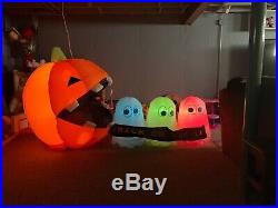 GEMMY AIRBLOWN 8' Lighted Halloween Pac Man Ghost Pumpkin Inflatable (RARE)2011