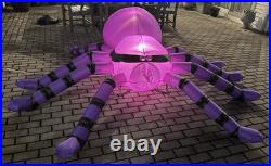GEMMY AIRBLOWN Inflatable 8ft Spider Lights Up Halloween with Tethers Purple Black