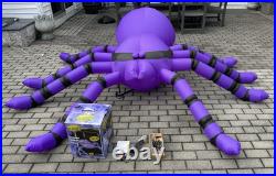 GEMMY AIRBLOWN Inflatable 8ft Spider Lights Up Halloween with Tethers Purple Black