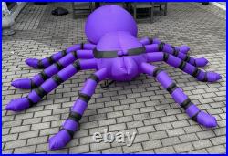 GEMMY AIRBLOWN Inflatable 8ft Spider Lights Up Halloween with Tethers Purple Black