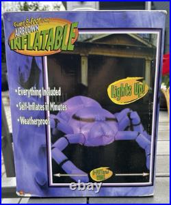 GEMMY AIRBLOWN Inflatable 8ft Spider Lights Up Halloween with Tethers Purple Black