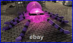 GEMMY AIRBLOWN Inflatable 8ft Spider Lights Up Halloween with Tethers Purple Black