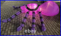 GEMMY AIRBLOWN Inflatable 8ft Spider Lights Up Halloween with Tethers Purple Black