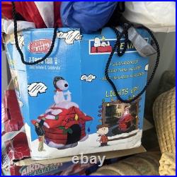 GEMMY Airblown Inflatable Peanuts Snoopy & Woodstock Christmas Gift Used 7ft