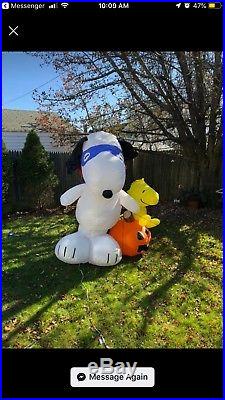 GEMMY HALLOWEEN INFLATABLE SNOOPY WOODSTOCK Peanuts 7 ft YARD DECORATION