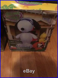 GEMMY HALLOWEEN INFLATABLE SNOOPY WOODSTOCK Peanuts 7 ft YARD DECORATION