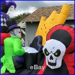 GEMMY Halloween Animated Jester Circus Wagon Inflatable Airblown with Organ Player
