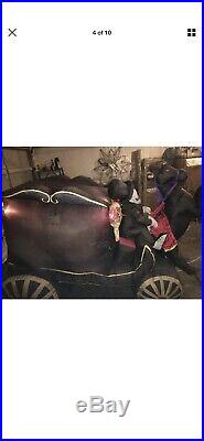 GEMMY Halloween Inflatable Grim Reaper Horse Pulling Carriage Hearse coffin