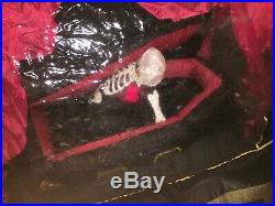 GEMMY Halloween Inflatable Grim Reaper Horse Pulling Carriage Hearse coffin 8ft