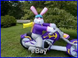 GEMMY Rare Easter Bunny On Motorcycle Chopper INFLATABLE 7ft