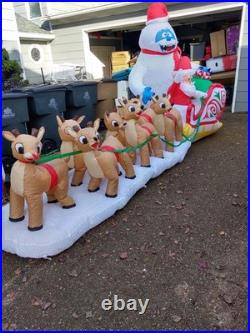 Gemmmy Colossal 16.5' Rudolph Santa Bumble Sleigh Airblown Inflatable Christmas