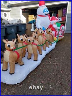 Gemmmy Colossal 16.5' Rudolph Santa Bumble Sleigh Airblown Inflatable Christmas