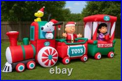 Gemmy 16.5 Ft Long Peanuts Train Scene Christmas Inflatable Used