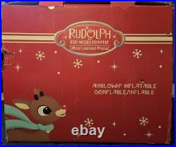 Gemmy 16.5 Ft Rudolph Carrying Santa & Bumble In Sleigh Airblown Inflatable Exc
