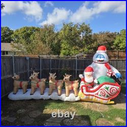 Gemmy 16.5 Ft Rudolph Carrying Santa & Bumble In Sleigh Airblown Inflatable Exc