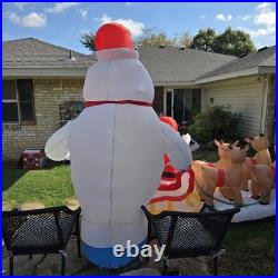 Gemmy 16.5 Ft Rudolph Carrying Santa & Bumble In Sleigh Airblown Inflatable Exc