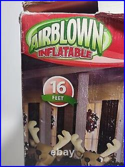 Gemmy 16' Long Airblown Christmas Inflatable Santa in Sleigh Three Reindeers