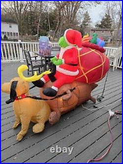 Gemmy 2004 Grinch Max Sleigh Christmas Airblown Inflatable