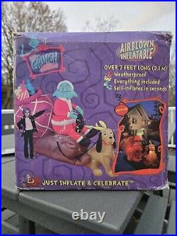 Gemmy 2004 Grinch Max Sleigh Christmas Airblown Inflatable