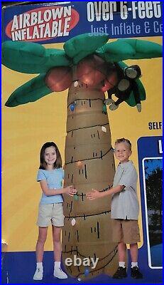 Gemmy 2004airblown Inflatable Over 6' Tropical Lighted Palm Tree Coconut Monkey