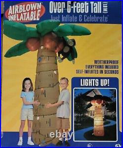 Gemmy 2004airblown Inflatable Over 6' Tropical Lighted Palm Tree Coconut Monkey