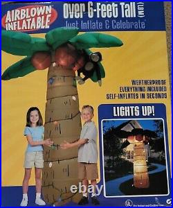 Gemmy 2004airblown Inflatable Over 6' Tropical Lighted Palm Tree Coconut Monkey