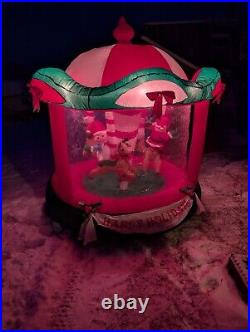 Gemmy 2005 6' Animated Carousel Christmas Airblown Inflatable SANTA Reindeer