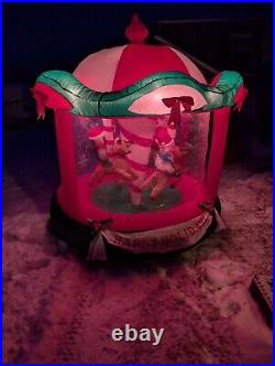 Gemmy 2005 6' Animated Carousel Christmas Airblown Inflatable SANTA Reindeer