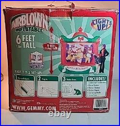 Gemmy 2005 6' Animated Carousel Christmas Airblown Inflatable SANTA Reindeer