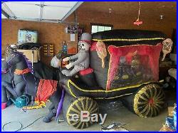 Gemmy 2007 12ft Long Animated Carriage Halloween Airblown Inflatable