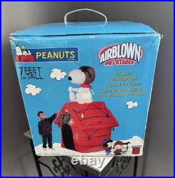Gemmy 2007 7ft Tall Snoopy RED BARON On Dog House Christmas Airblown Inflatable