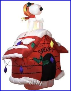 Gemmy 2007 7ft Tall Snoopy RED BARON On Dog House Christmas Airblown Inflatable