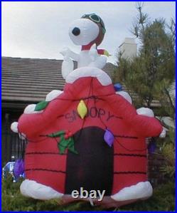Gemmy 2007 7ft Tall Snoopy RED BARON On Dog House Christmas Airblown Inflatable