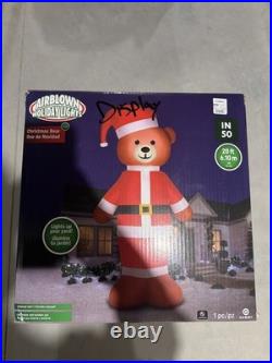 Gemmy 20 FT Colossal Teddy Bear Christmas Lighted Inflatable Santa Hat DISPLAY