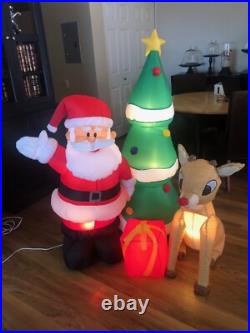 Gemmy 5.1' Rudolph the Red Nosed Reindeer & Santa Christmas Inflatable