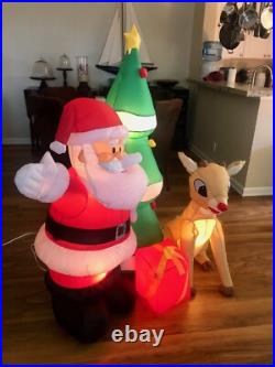 Gemmy 5.1' Rudolph the Red Nosed Reindeer & Santa Christmas Inflatable