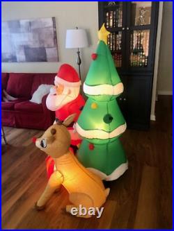 Gemmy 5.1' Rudolph the Red Nosed Reindeer & Santa Christmas Inflatable
