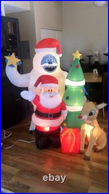 Gemmy 5.1' Rudolph the Red Nosed Reindeer & Santa Christmas Inflatable