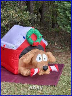 Gemmy 6' Animated Dog WithBone Lighted Christmas Doghouse Inflatable Airblown-NEW