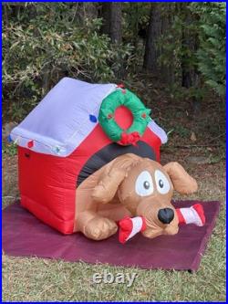 Gemmy 6' Animated Dog WithBone Lighted Christmas Doghouse Inflatable Airblown-NEW