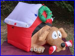 Gemmy 6' Animated Dog WithBone Lighted Christmas Doghouse Inflatable Airblown-NEW