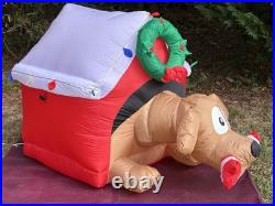 Gemmy 6' Animated Dog WithBone Lighted Christmas Doghouse Inflatable Airblown-NEW