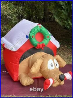 Gemmy 6' Animated Dog WithBone Lighted Christmas Doghouse Inflatable Airblown-NEW