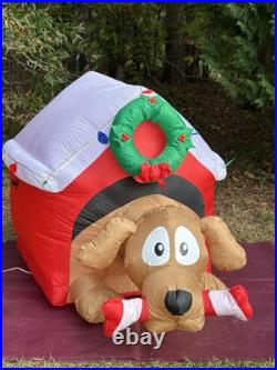 Gemmy 6' Animated Dog WithBone Lighted Christmas Doghouse Inflatable Airblown-NEW