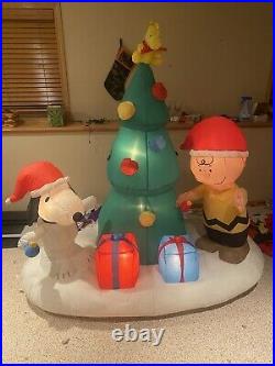 Gemmy 6' Charlie Brown & Snoopy withChristmas Tree Lighted Airblown Inflatable EUC