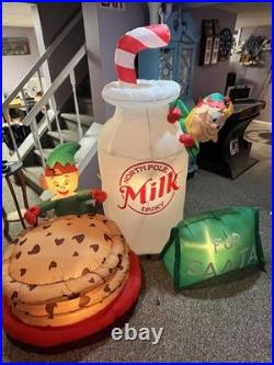 Gemmy 6' Elves Milk Jar Cookies For Santa Lighted Christmas Inflatable Airblown