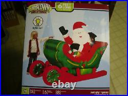 Gemmy 6 Ft Rare Santa Claus on Sleigh Airblown Inflatable Yard Decor