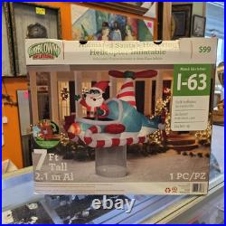 Gemmy 7' Christmas Lighted Animated Santas' Helicopter Airblown Inflatable