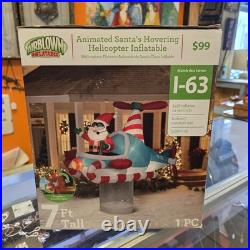 Gemmy 7' Christmas Lighted Animated Santas' Helicopter Airblown Inflatable